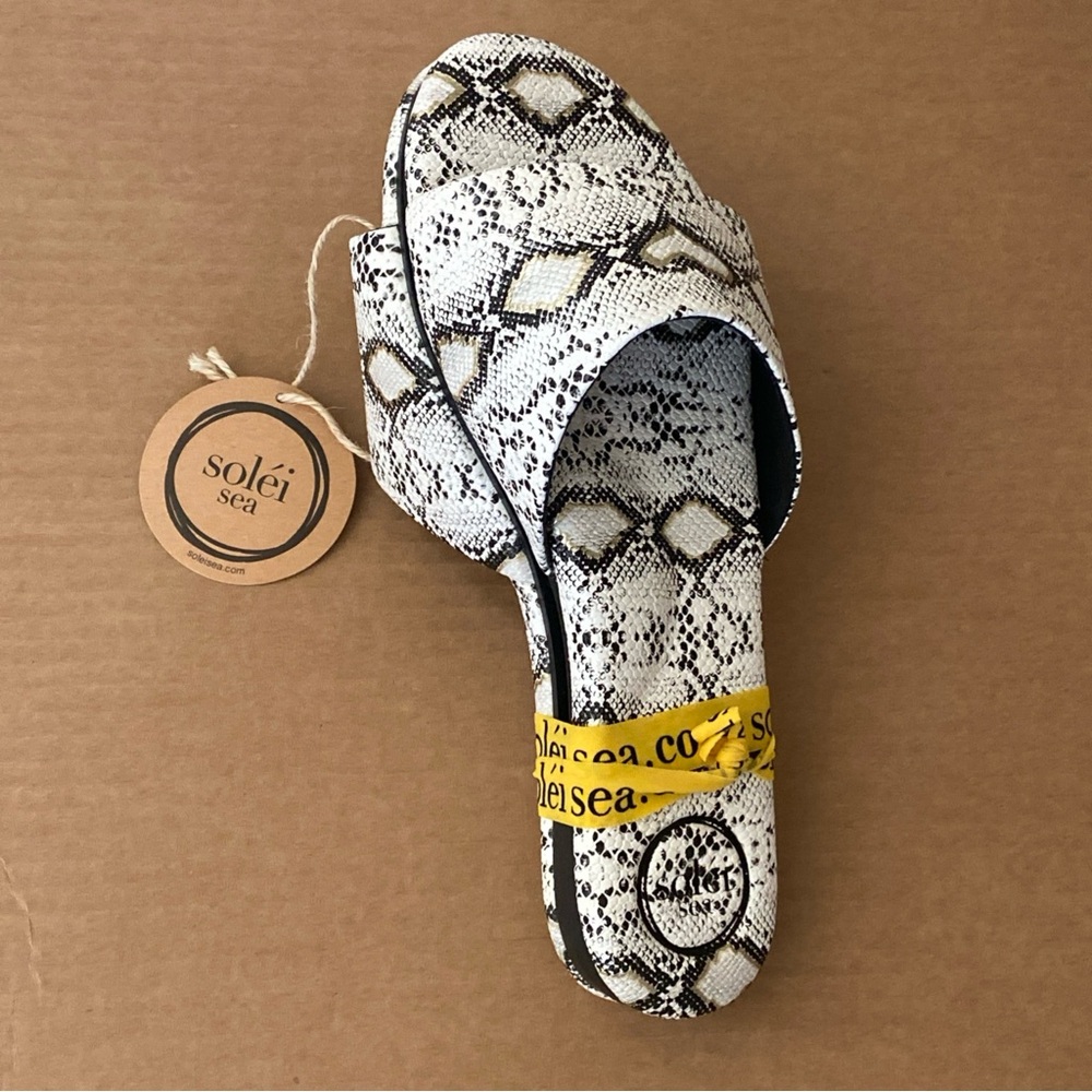 Textured Snake-Print Slide Sandals - White/Black - Picture 10 of 11